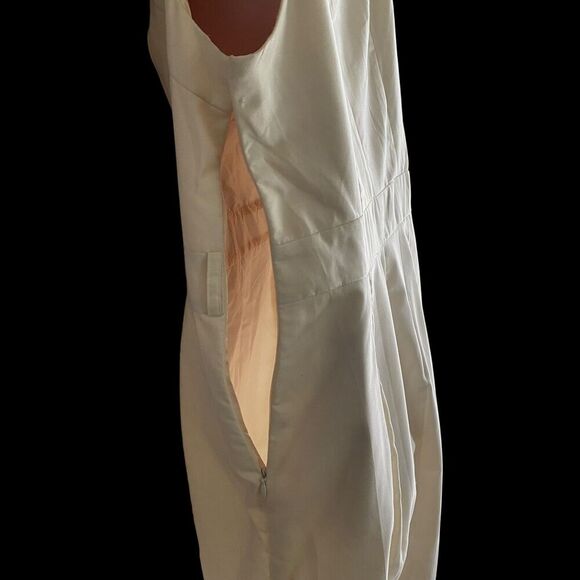 Forever 21 Contemporary Dress Womens Medium Ivory Cap Sleeve Fully Lined V Neck - Picture 5 of 8